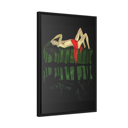 Woman in Bed in Mirror, Original Eduard Pavel, Gallery Canvas Wraps, Vertical Frame