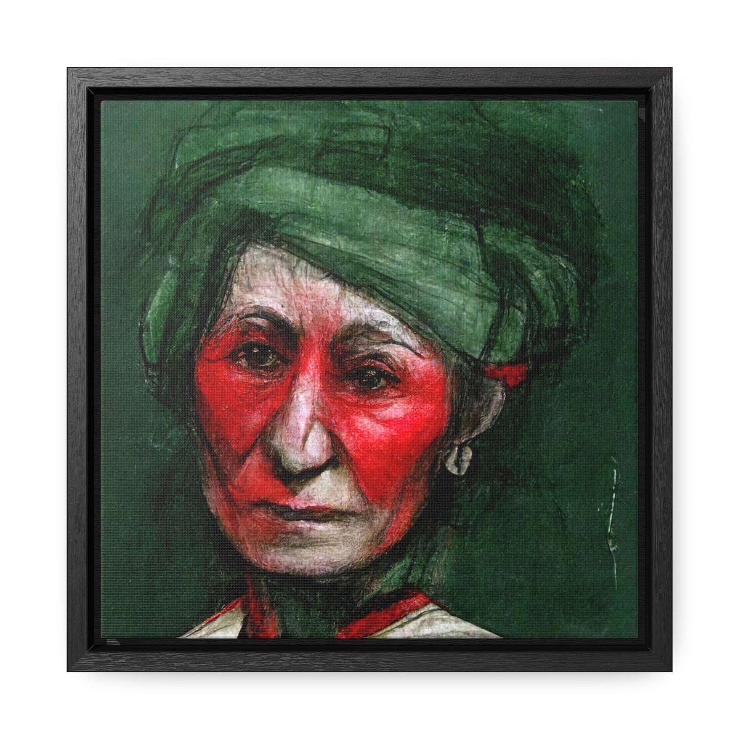 Loneliness Green Red 43, Valentinii, Gallery Canvas Wraps, Square Frame