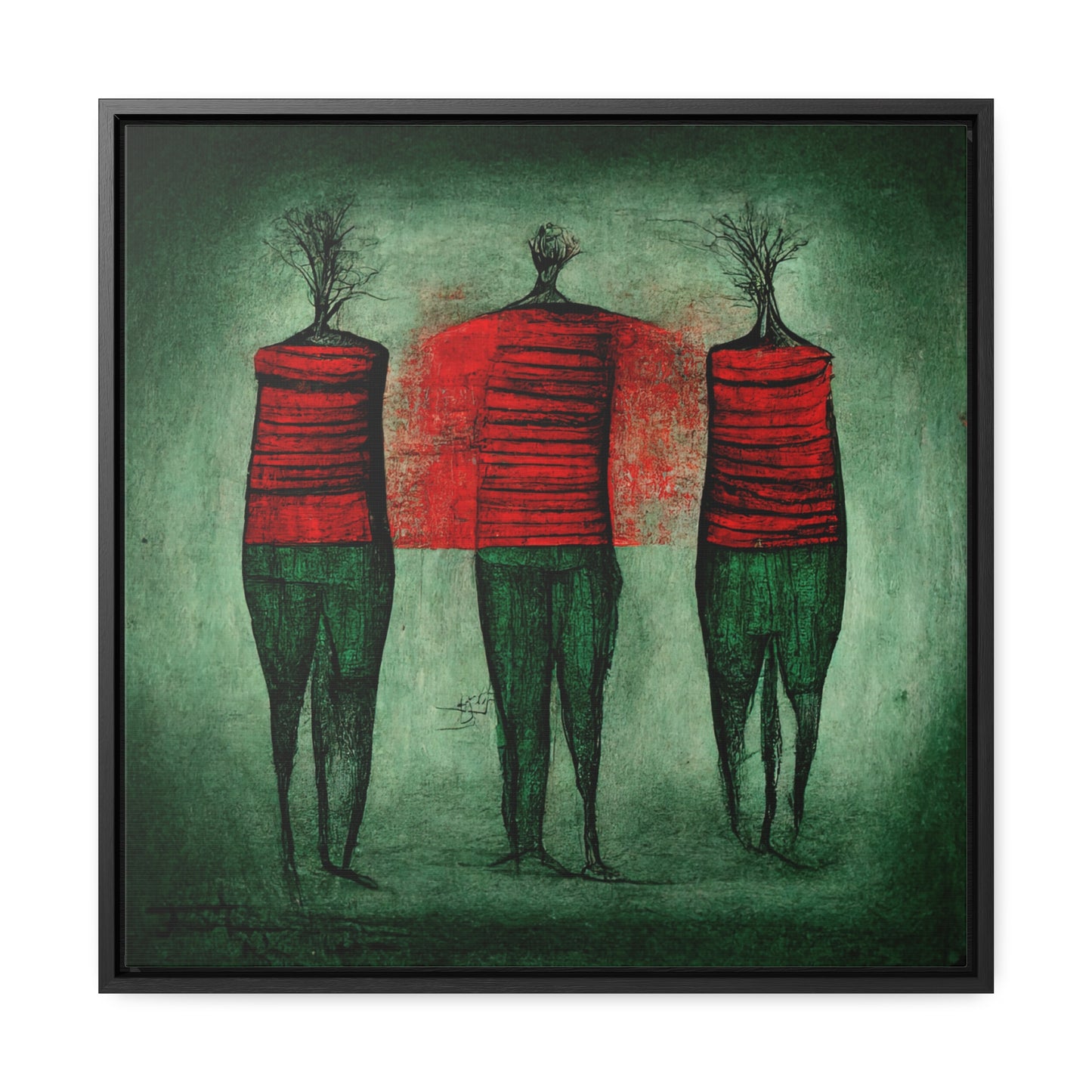 Loneliness Green Red 13, Valentinii, Gallery Canvas Wraps, Square Frame