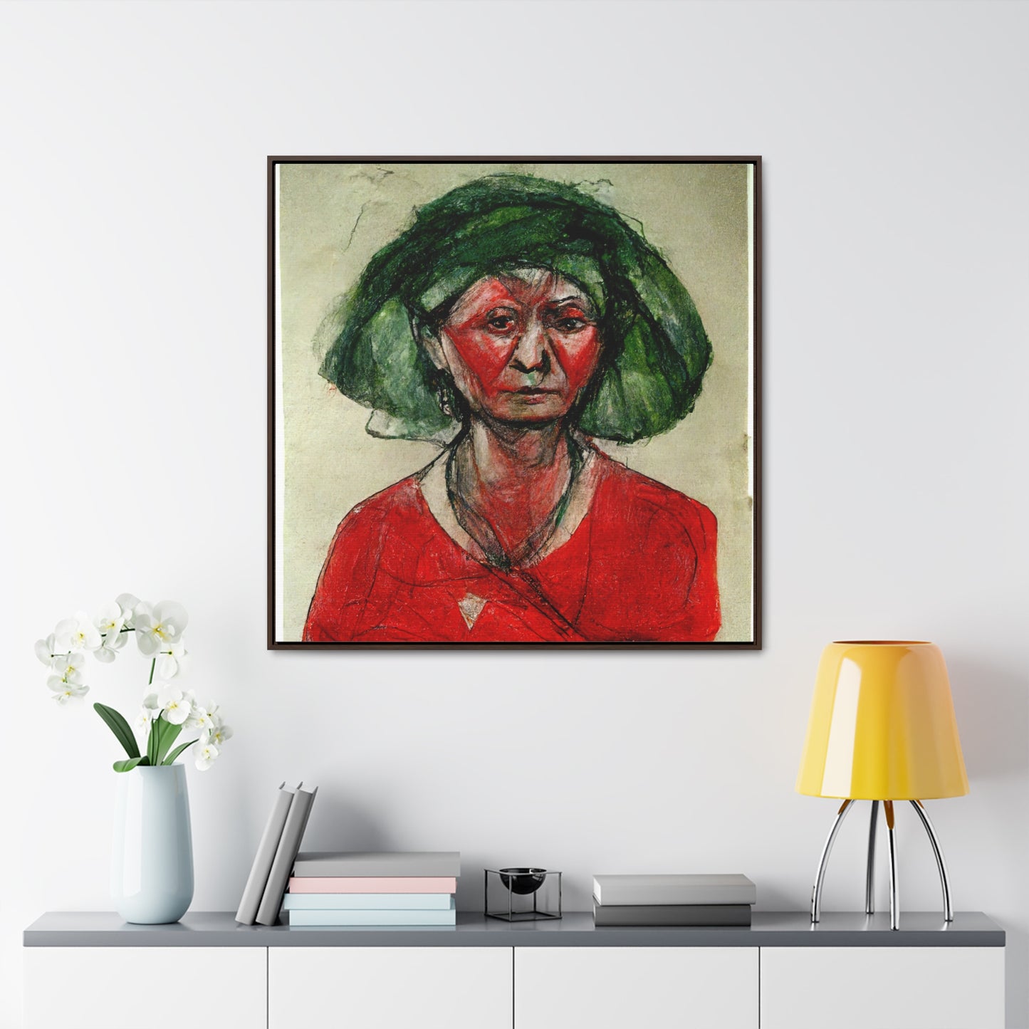 Loneliness Green Red 39, Valentinii, Gallery Canvas Wraps, Square Frame