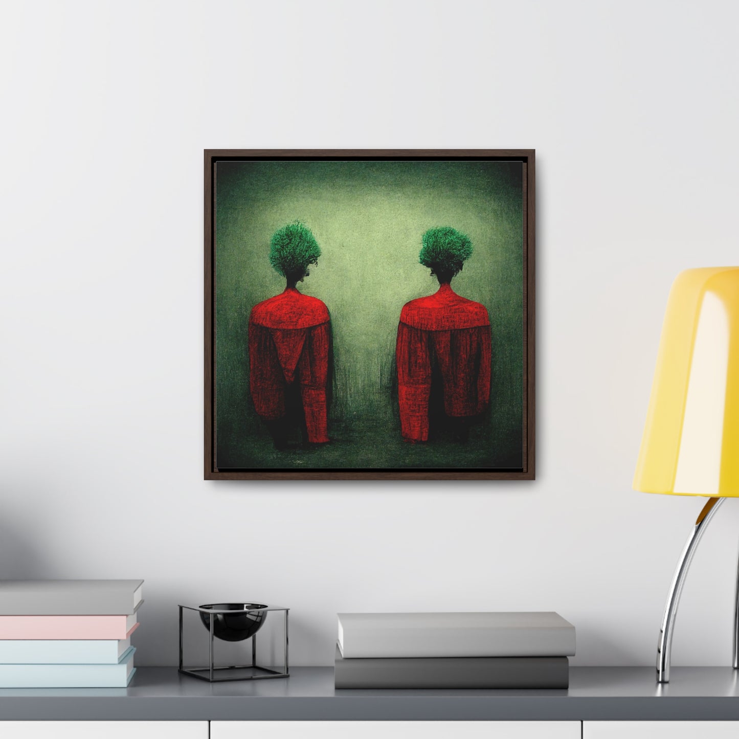 Loneliness Green Red 28, Valentinii, Gallery Canvas Wraps, Square Frame