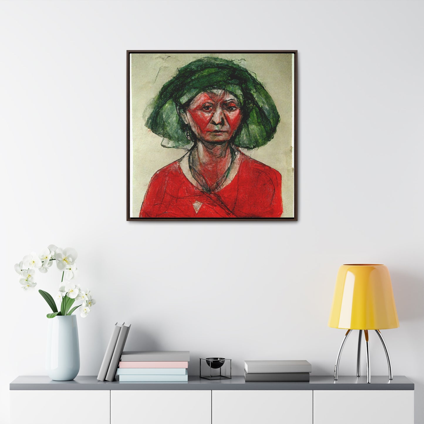 Loneliness Green Red 39, Valentinii, Gallery Canvas Wraps, Square Frame