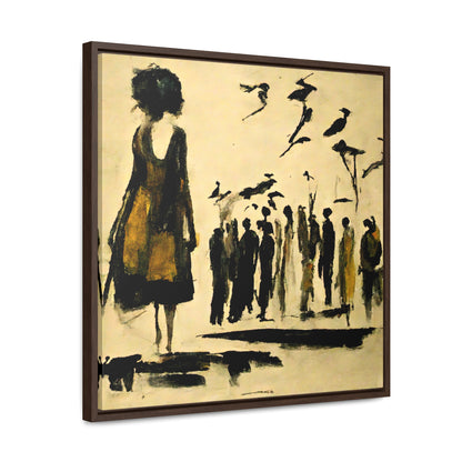 People and Birds, Valentinii, Gallery Canvas Wraps, Square Frame