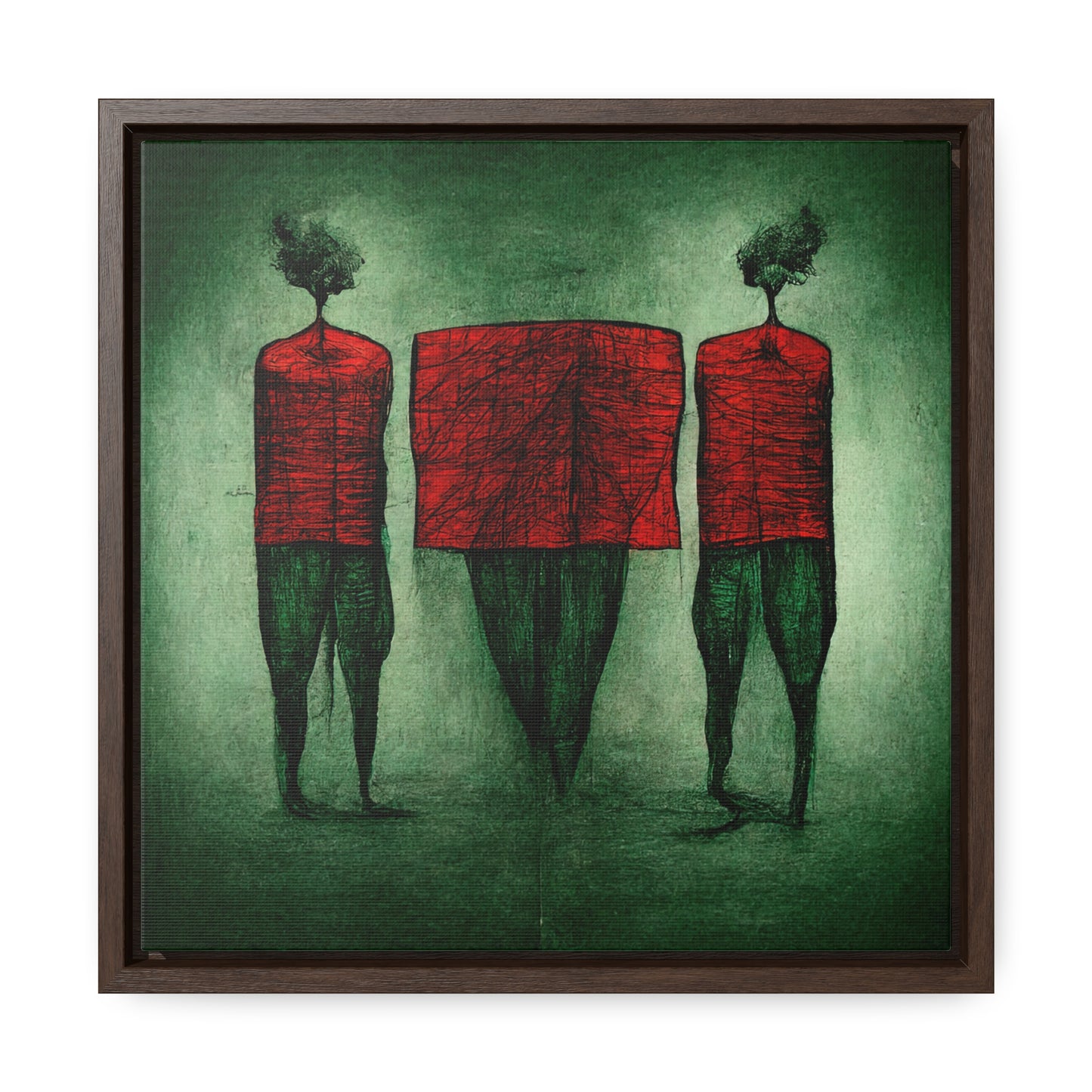 Loneliness Green Red 22, Valentinii, Gallery Canvas Wraps, Square Frame