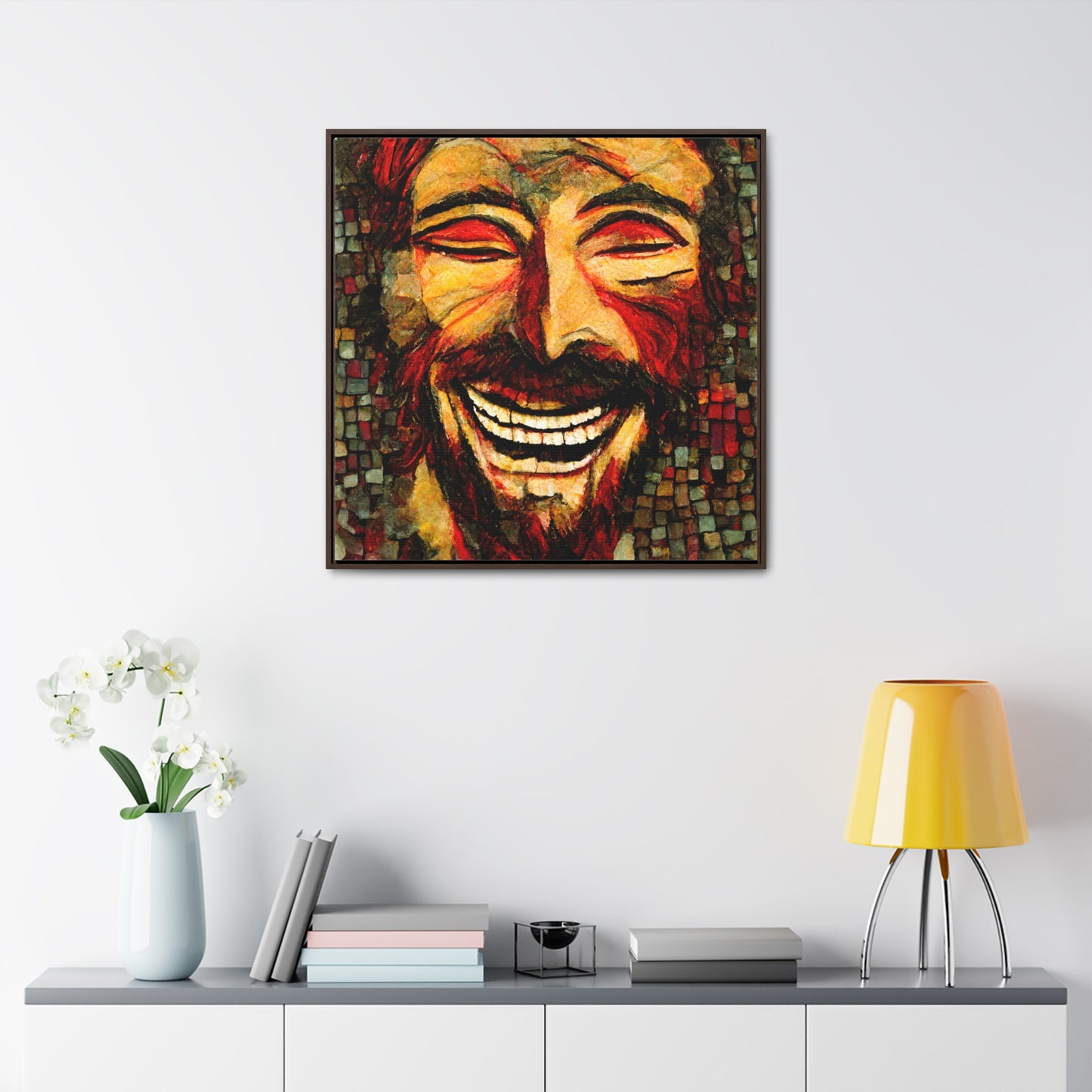 Jesus smiling 3, Valentinii, Gallery Canvas Wraps, Square Frame