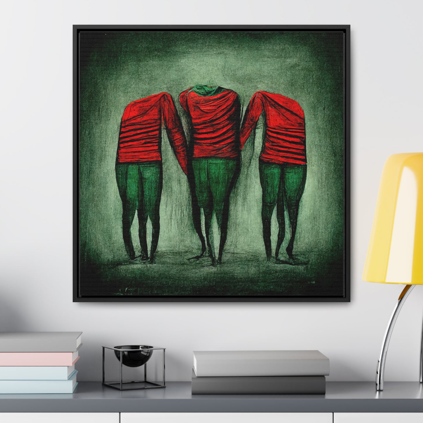 Loneliness Green Red 8, Valentinii, Gallery Canvas Wraps, Square Frame