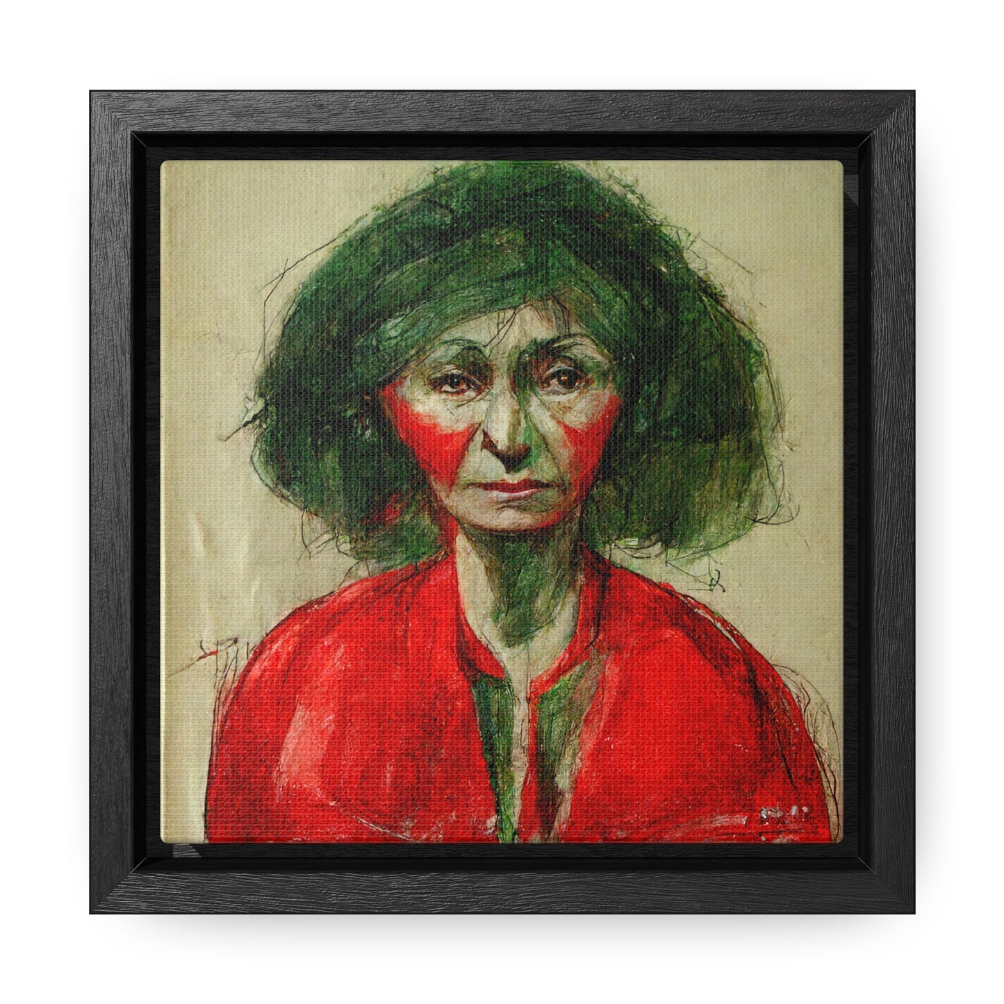 Loneliness Green Red 36, Valentinii, Gallery Canvas Wraps, Square Frame