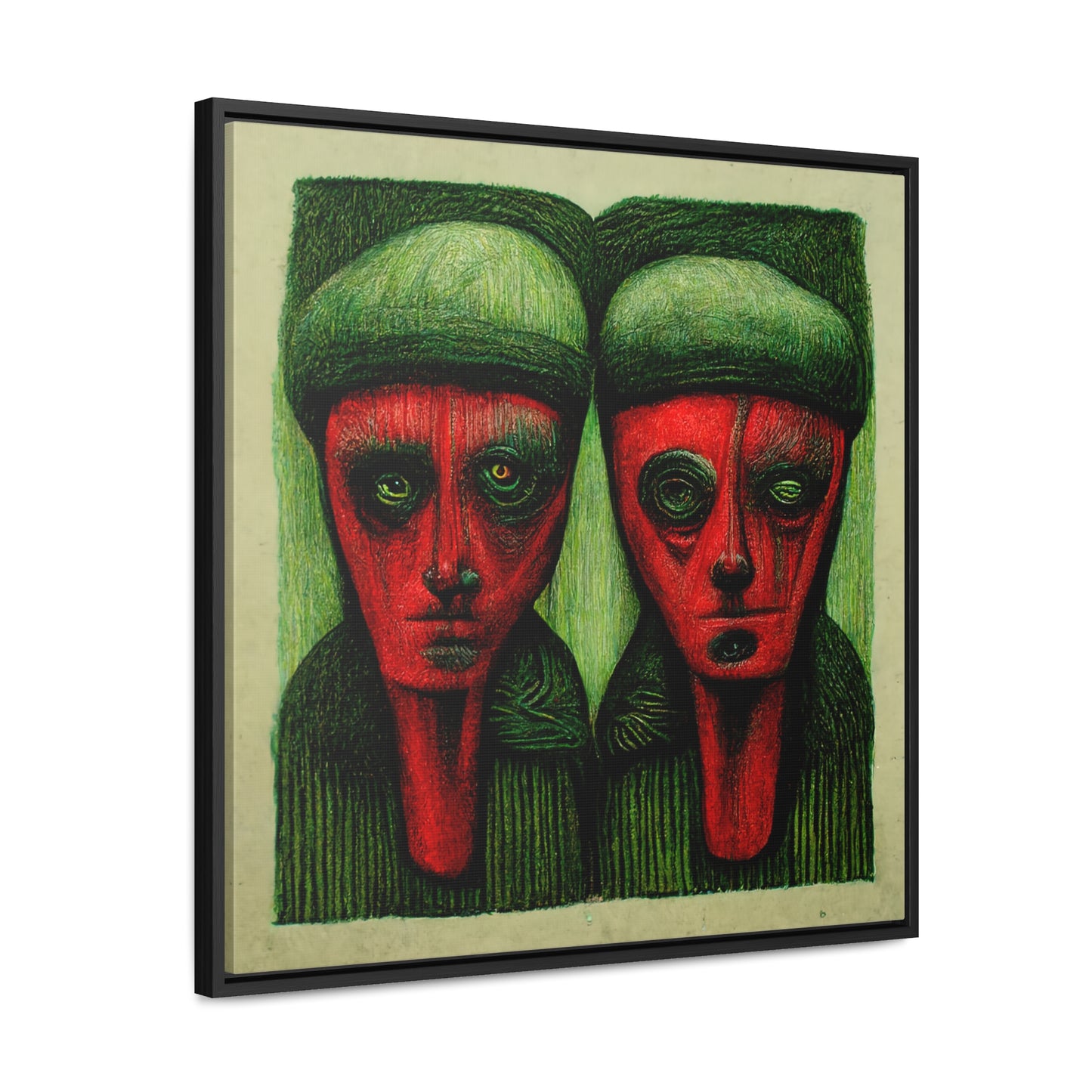 Loneliness Green Red 9, Valentinii, Gallery Canvas Wraps, Square Frame