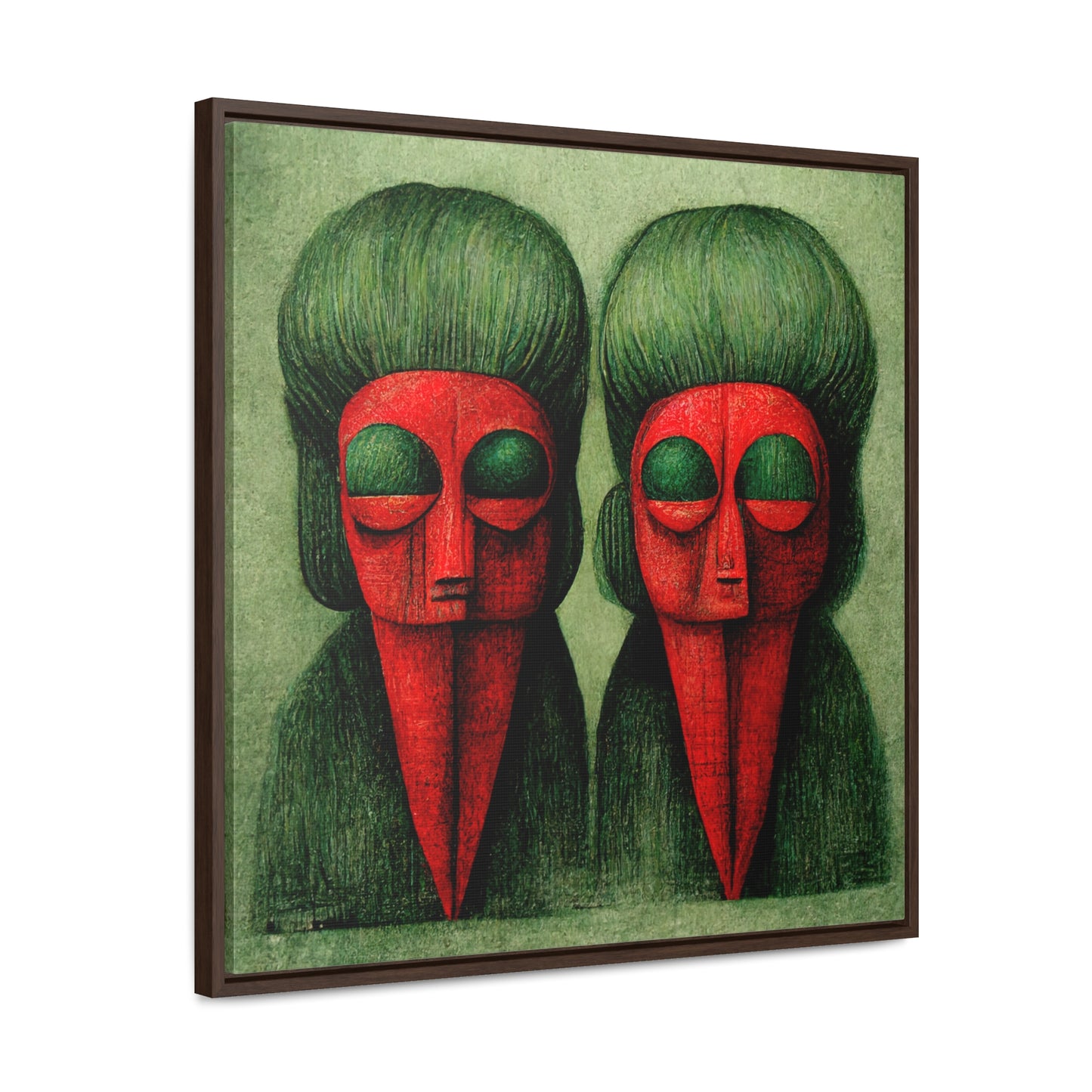 Loneliness Green Red 24, Valentinii, Gallery Canvas Wraps, Square Frame