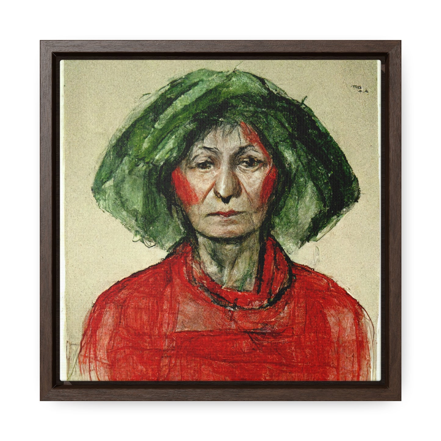 Loneliness Green Red 40, Valentinii, Gallery Canvas Wraps, Square Frame