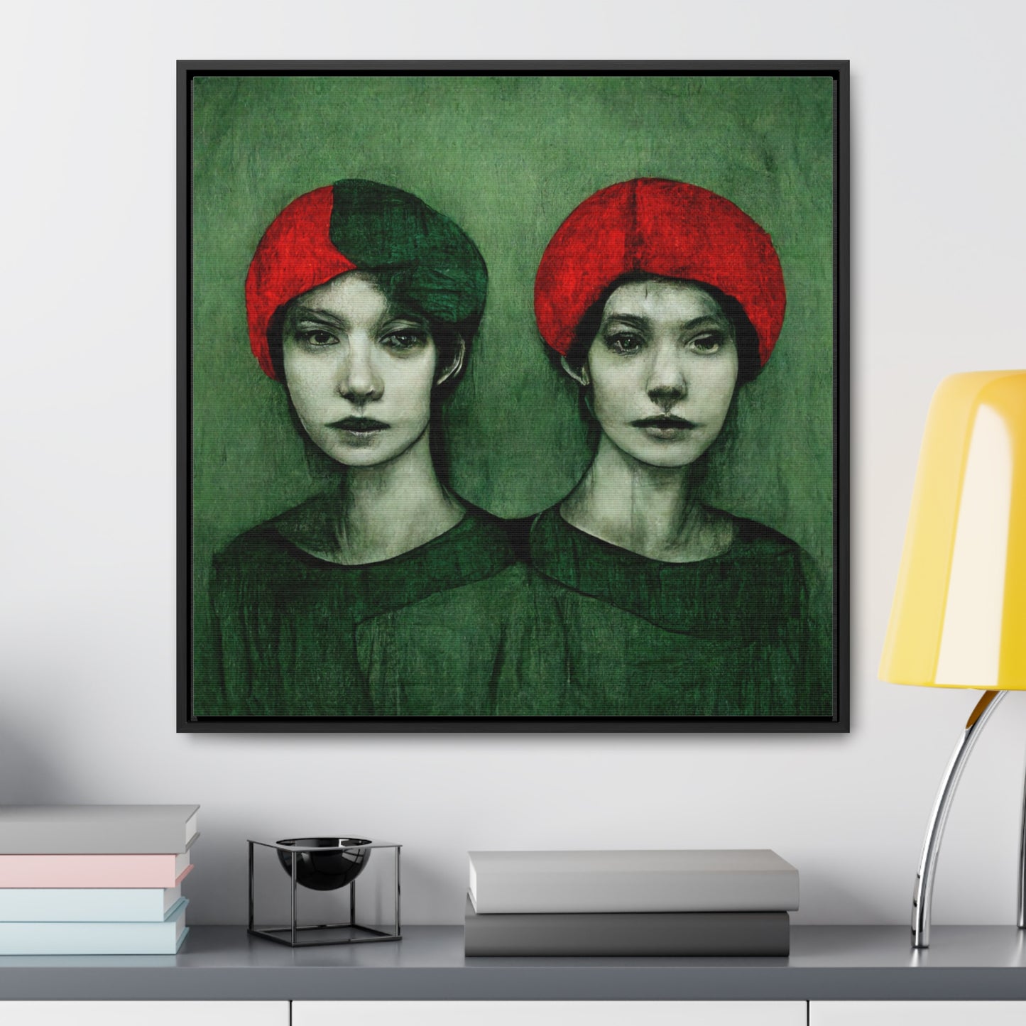 Loneliness Green Red 25, Valentinii, Gallery Canvas Wraps, Square Frame