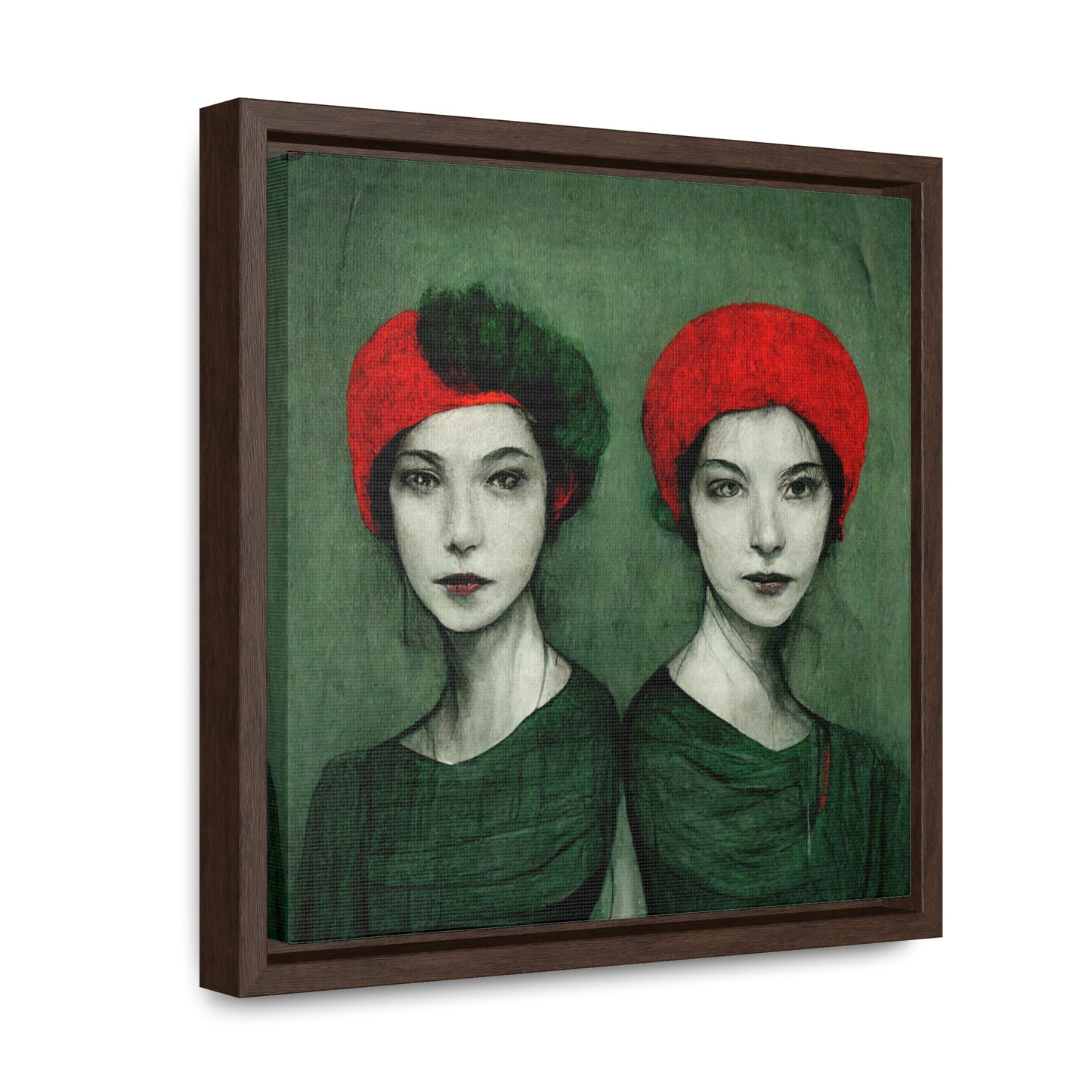 Loneliness Green Red 32, Valentinii, Gallery Canvas Wraps, Square Frame