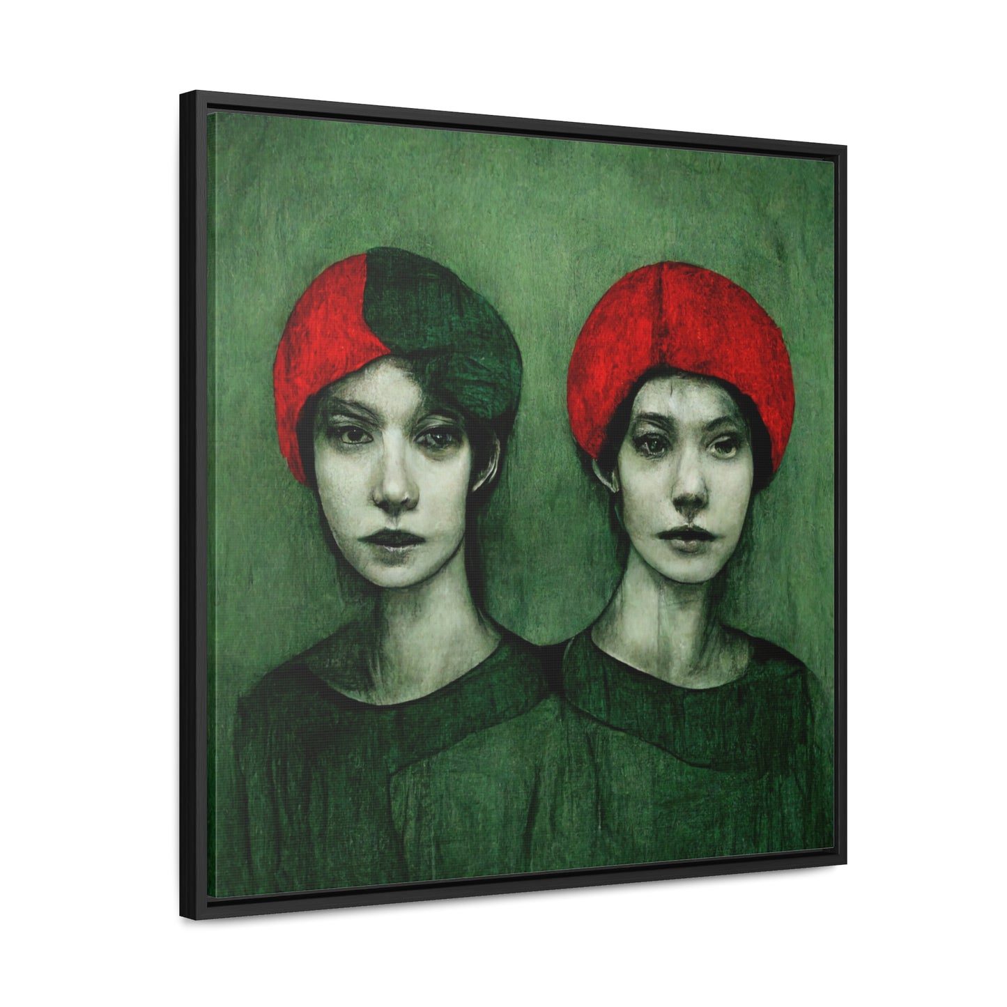 Loneliness Green Red 25, Valentinii, Gallery Canvas Wraps, Square Frame