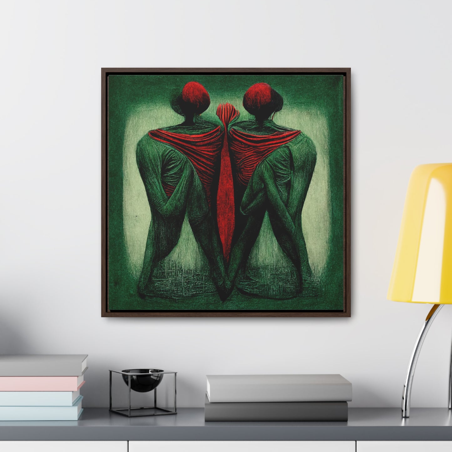 Loneliness Green Red 3, Valentinii, Gallery Canvas Wraps, Square Frame