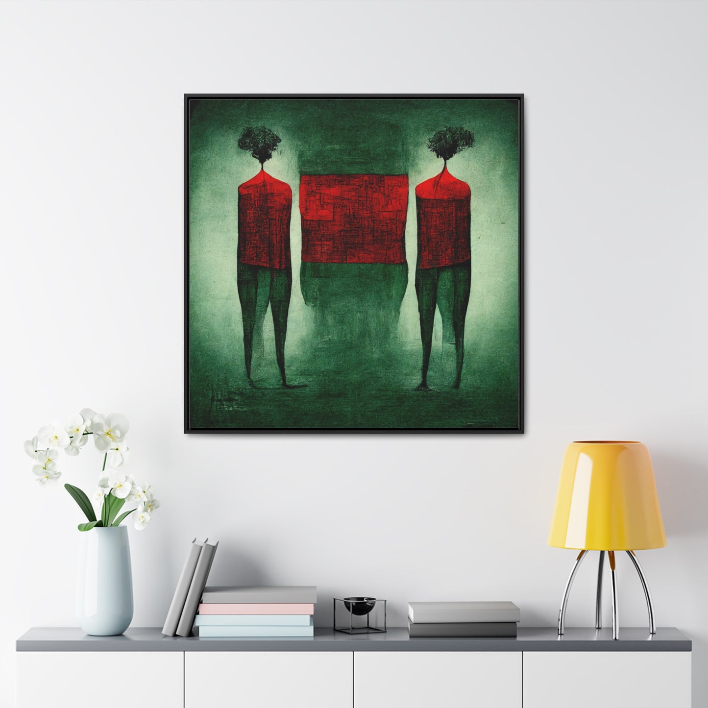 Loneliness Green Red 30, Valentinii, Gallery Canvas Wraps, Square Frame