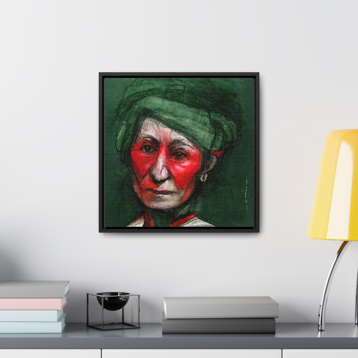 Loneliness Green Red 43, Valentinii, Gallery Canvas Wraps, Square Frame