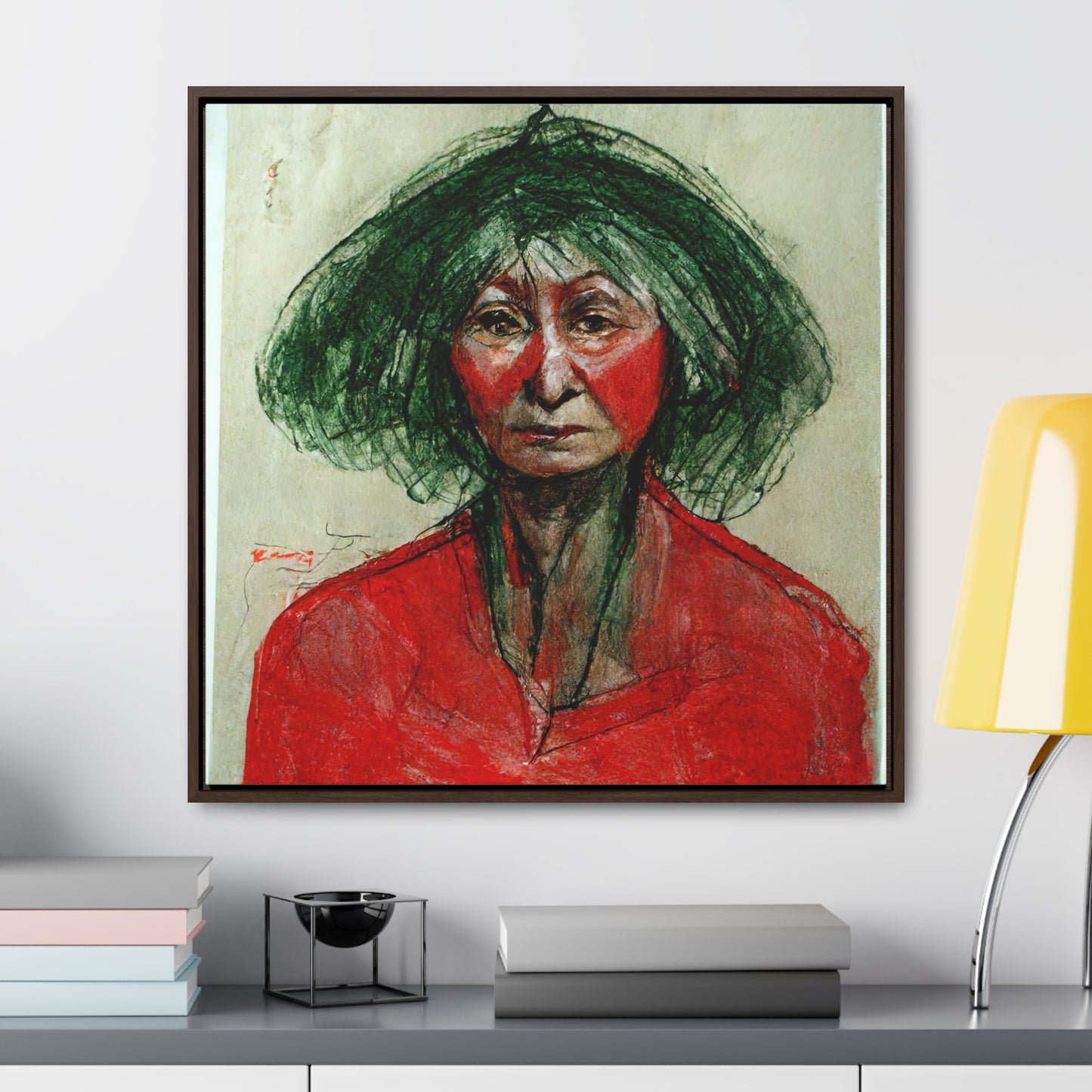 Loneliness Green Red 37, Valentinii, Gallery Canvas Wraps, Square Frame