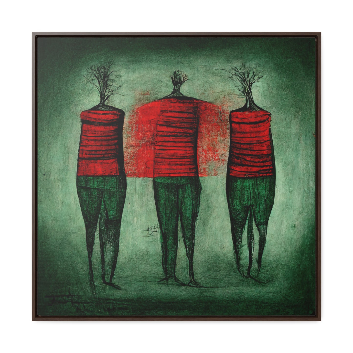 Loneliness Green Red 13, Valentinii, Gallery Canvas Wraps, Square Frame