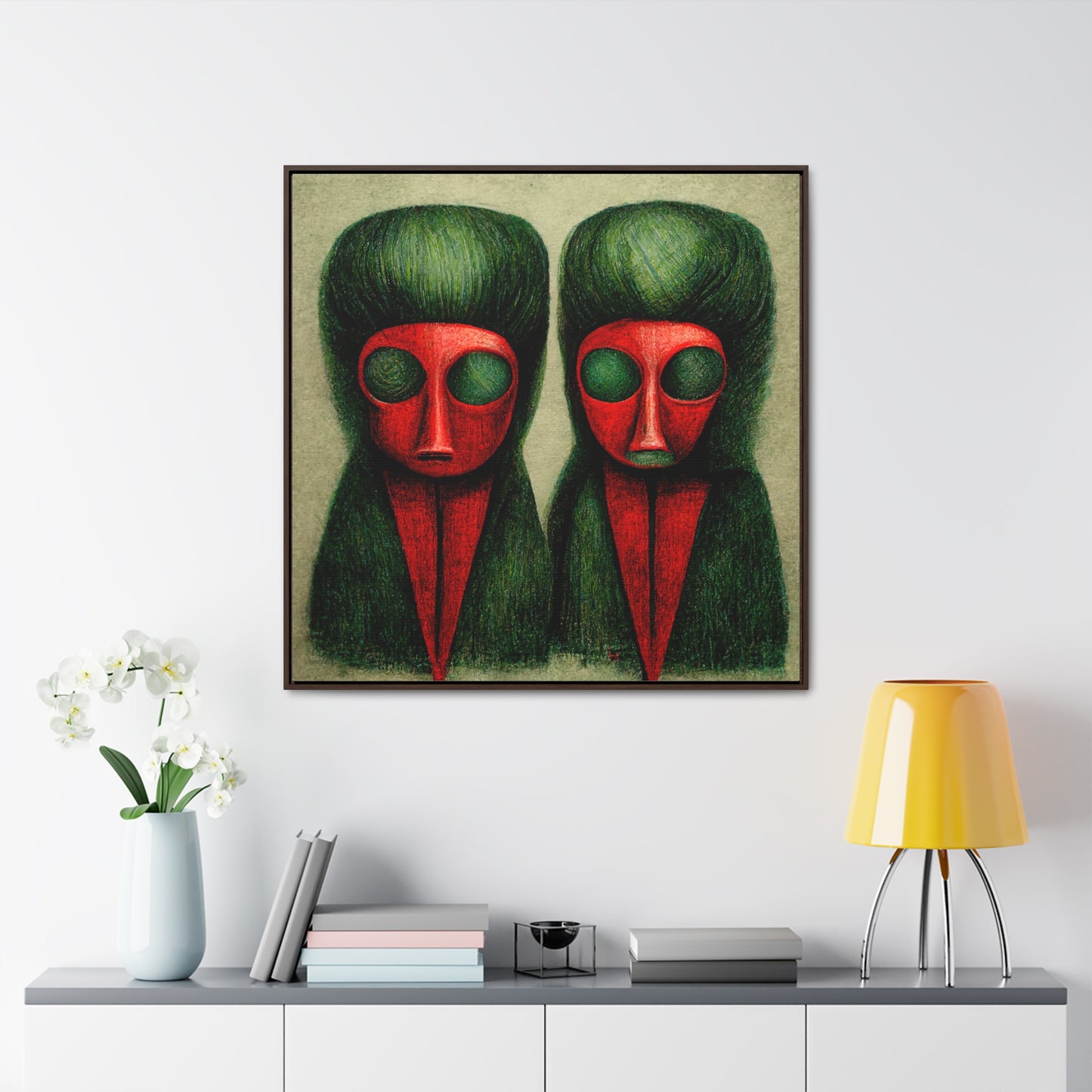 Loneliness Green Red 19, Valentinii, Gallery Canvas Wraps, Square Frame