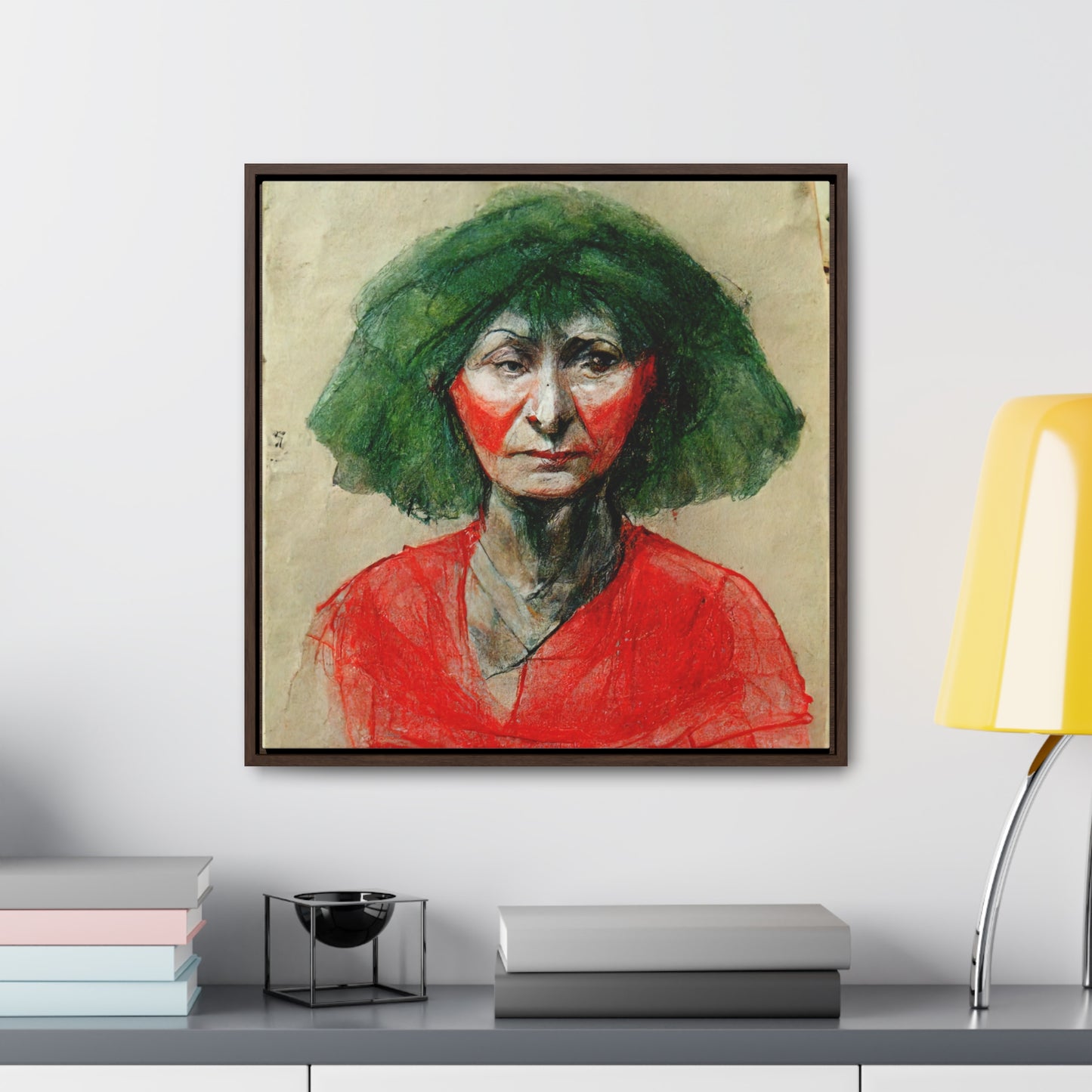 Loneliness Green Red 34, Valentinii, Gallery Canvas Wraps, Square Frame