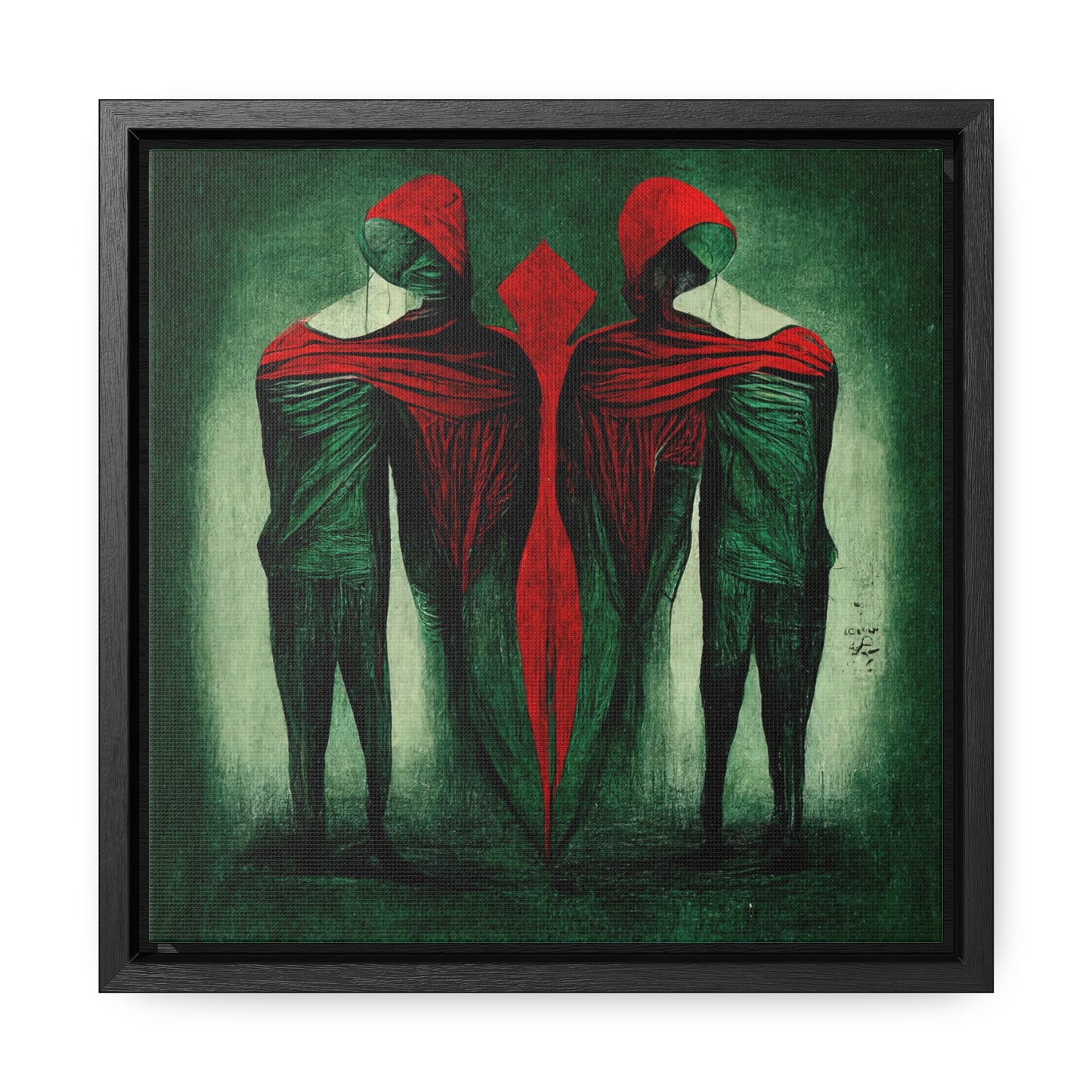 Loneliness Green Red, Valentinii, Gallery Canvas Wraps, Square Frame