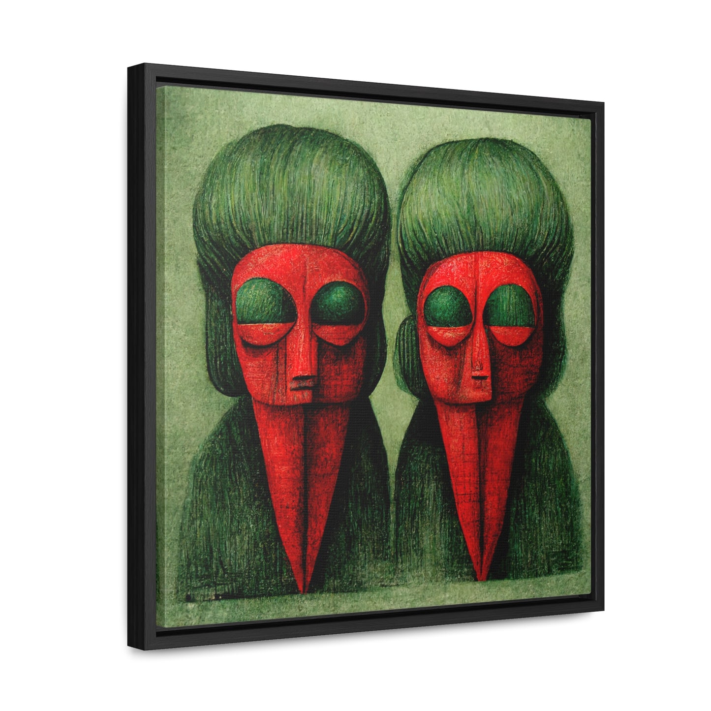 Loneliness Green Red 24, Valentinii, Gallery Canvas Wraps, Square Frame