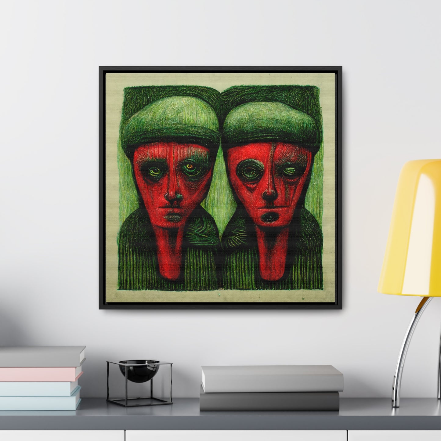 Loneliness Green Red 9, Valentinii, Gallery Canvas Wraps, Square Frame