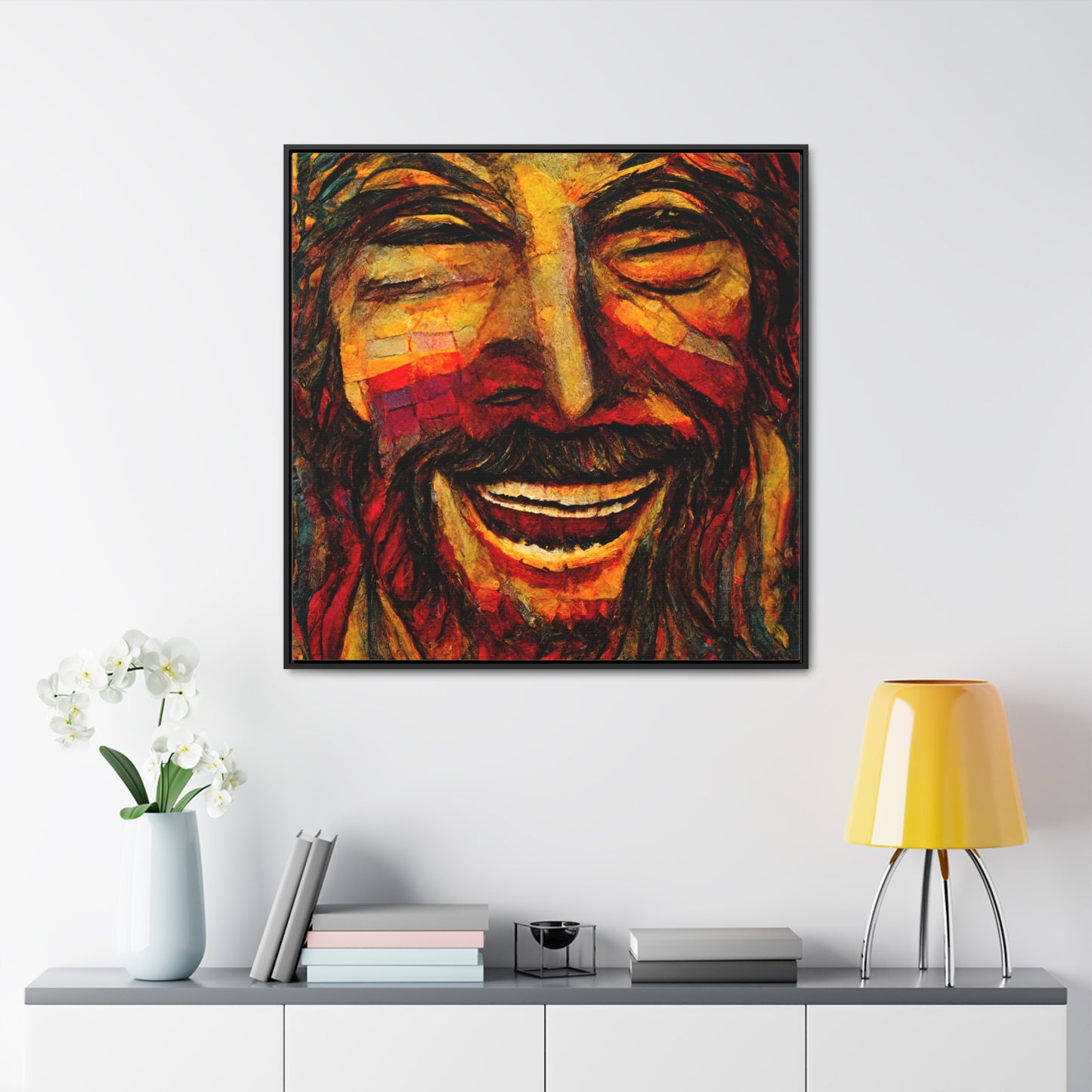 Jesus smiling 2, Valentinii, Gallery Canvas Wraps, Square Frame