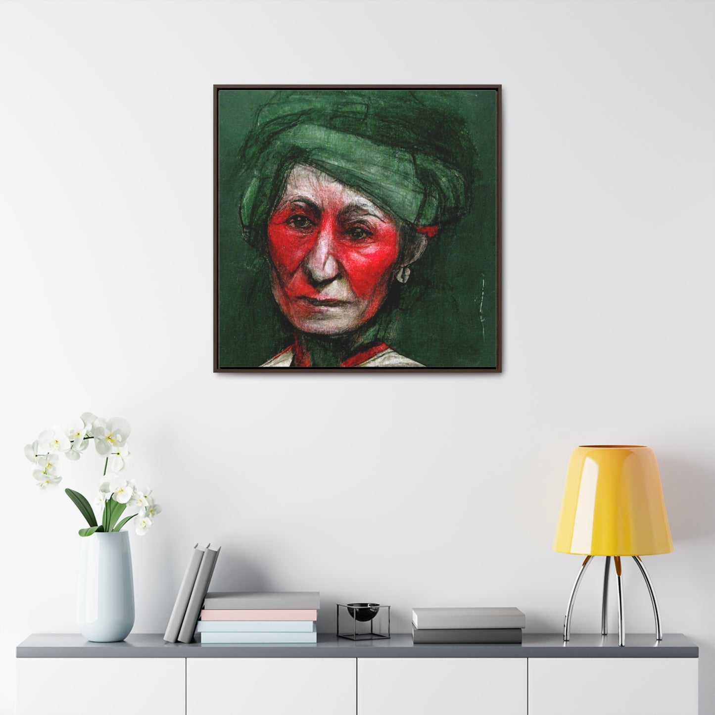 Loneliness Green Red 43, Valentinii, Gallery Canvas Wraps, Square Frame