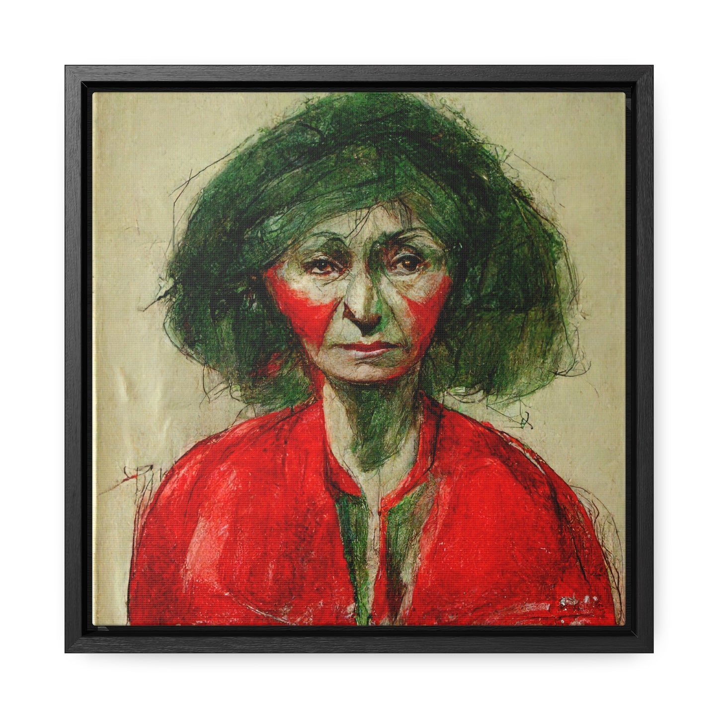 Loneliness Green Red 36, Valentinii, Gallery Canvas Wraps, Square Frame