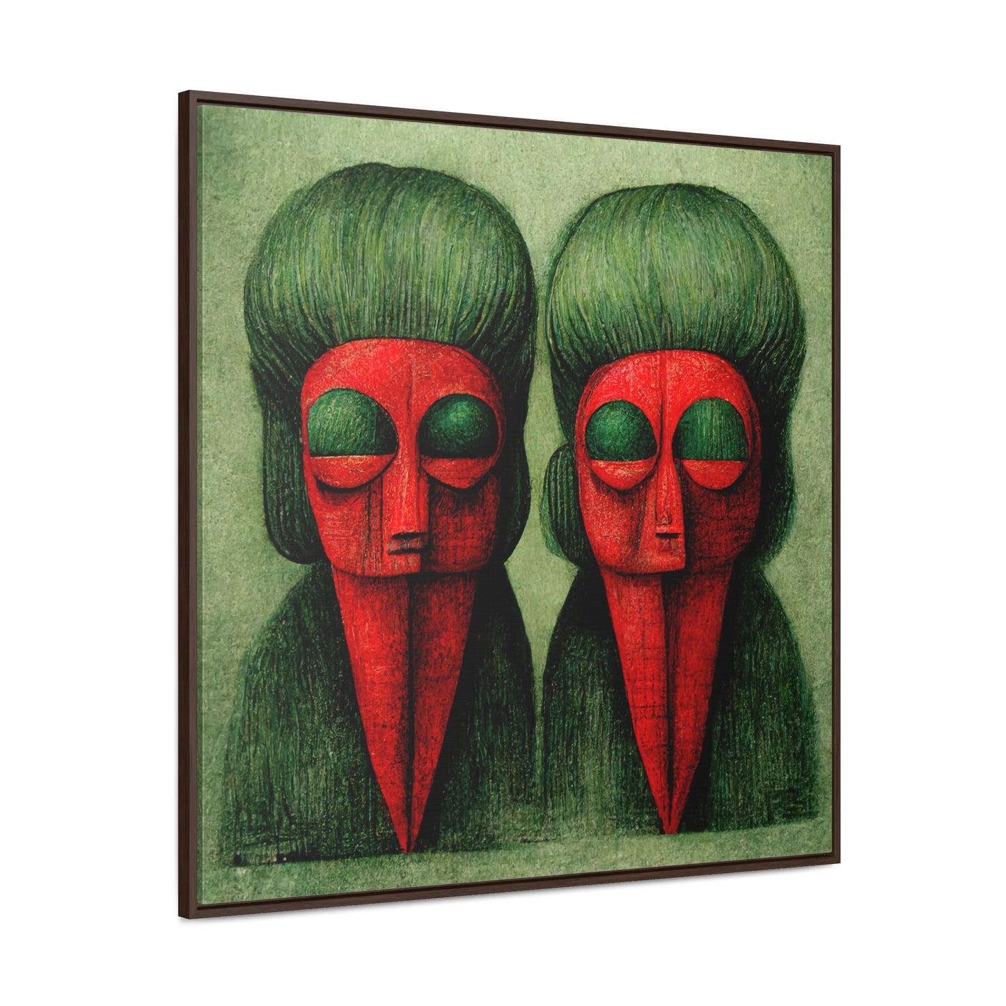 Loneliness Green Red 24, Valentinii, Gallery Canvas Wraps, Square Frame