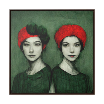 Loneliness Green Red 33, Valentinii, Gallery Canvas Wraps, Square Frame