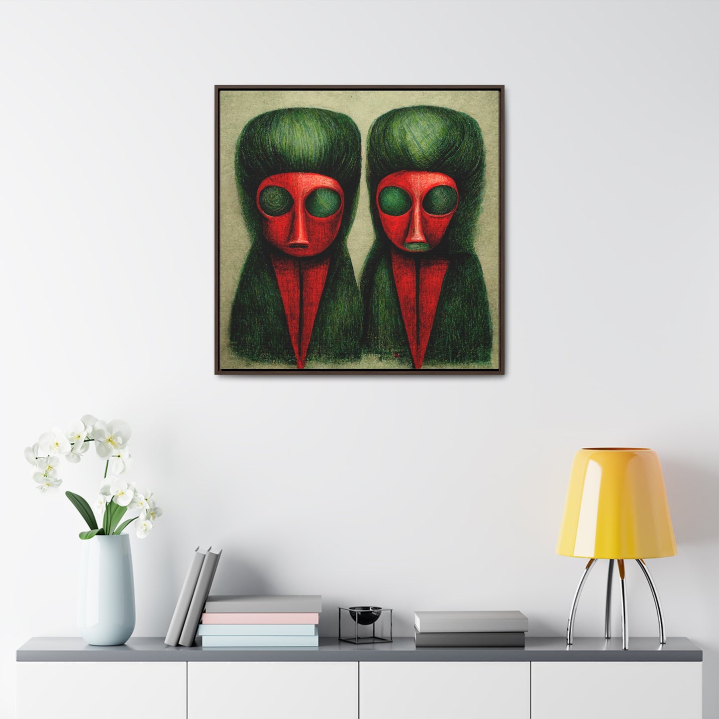 Loneliness Green Red 19, Valentinii, Gallery Canvas Wraps, Square Frame