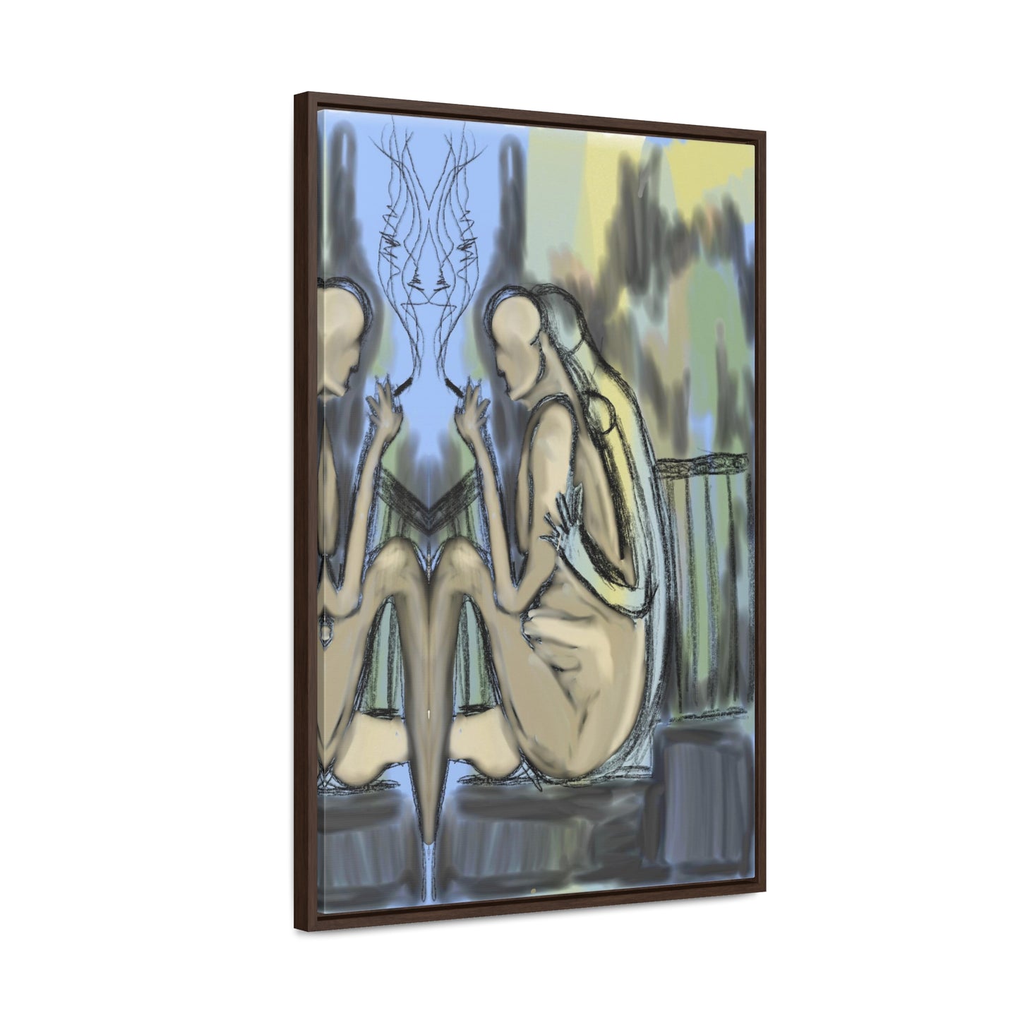 Lovers On The Stairs, Original Eduard Pavel, Gallery Canvas Wraps, Vertical Frame