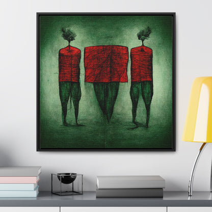 Loneliness Green Red 22, Valentinii, Gallery Canvas Wraps, Square Frame