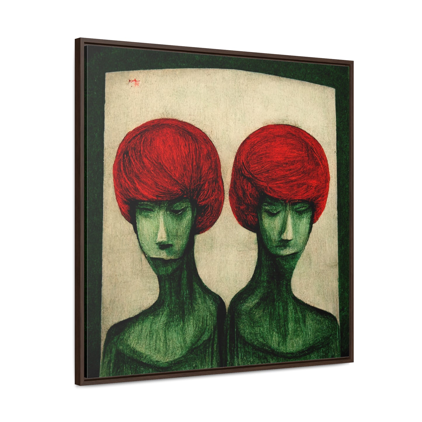 Loneliness Green Red 21, Valentinii, Gallery Canvas Wraps, Square Frame