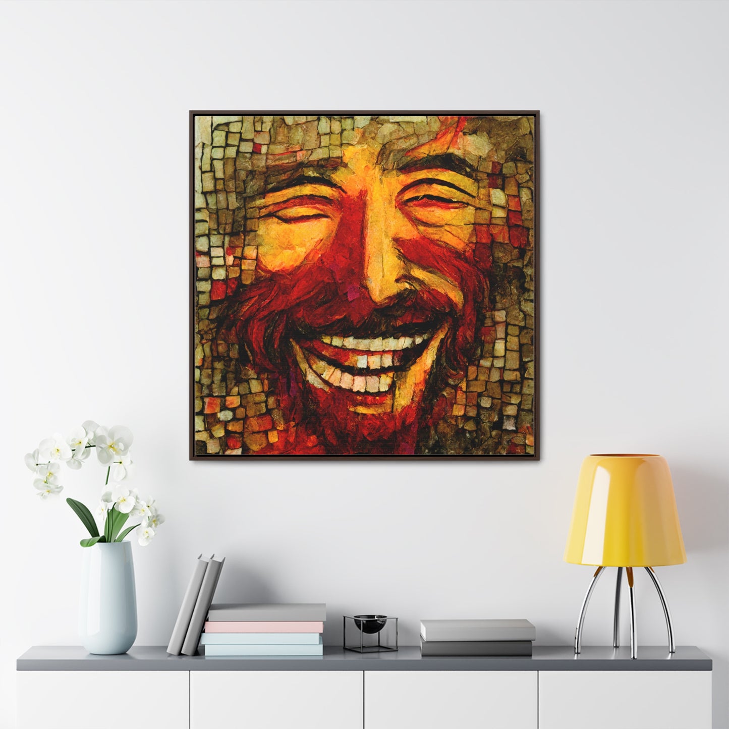 Jesus smiling 4, Valentinii, Gallery Canvas Wraps, Square Frame