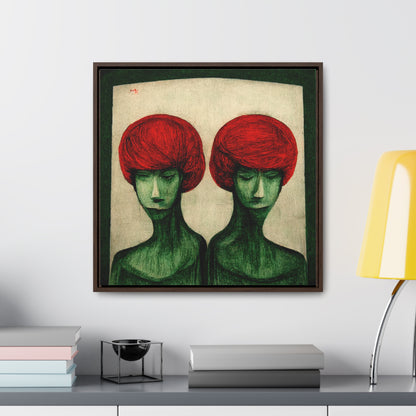 Loneliness Green Red 21, Valentinii, Gallery Canvas Wraps, Square Frame