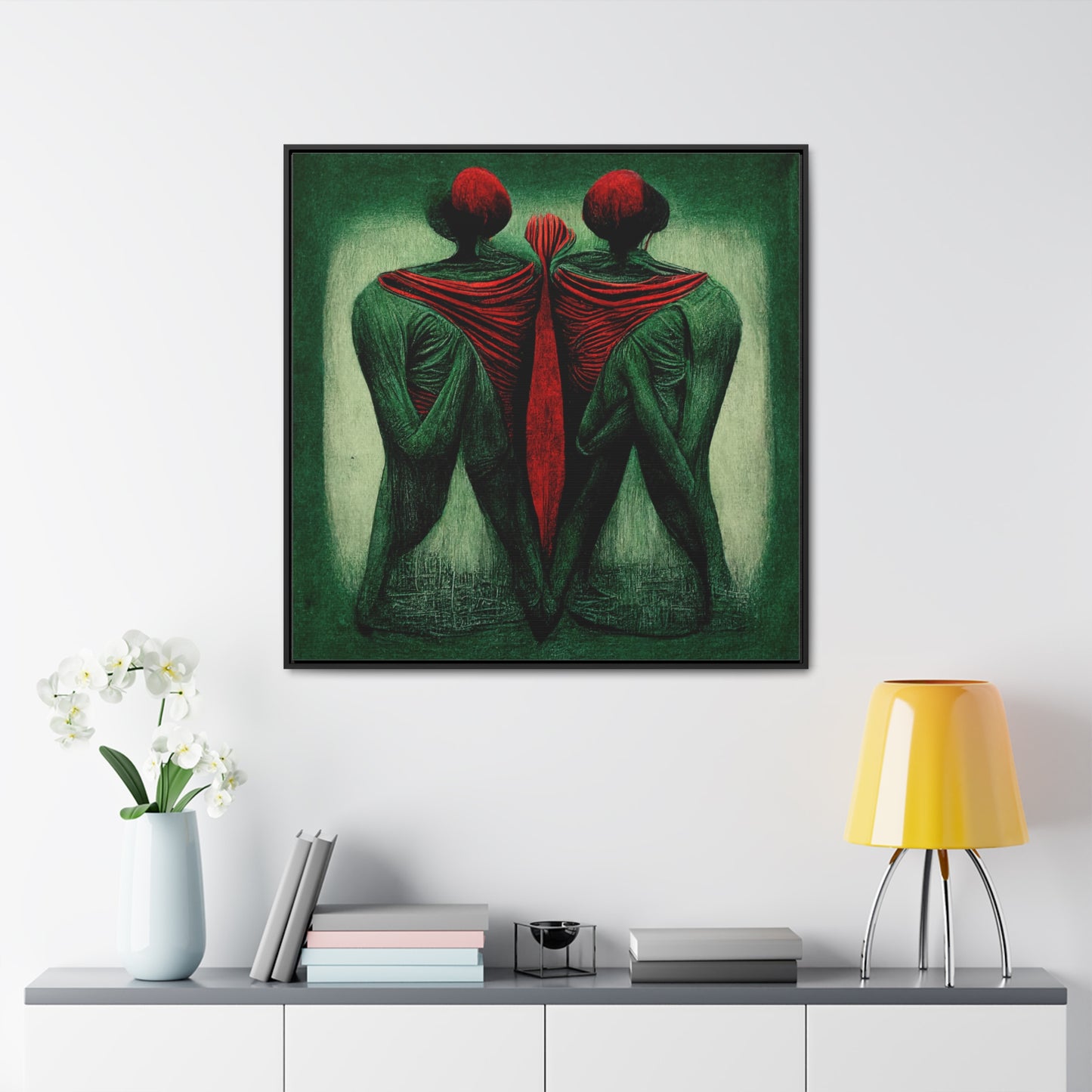 Loneliness Green Red 3, Valentinii, Gallery Canvas Wraps, Square Frame