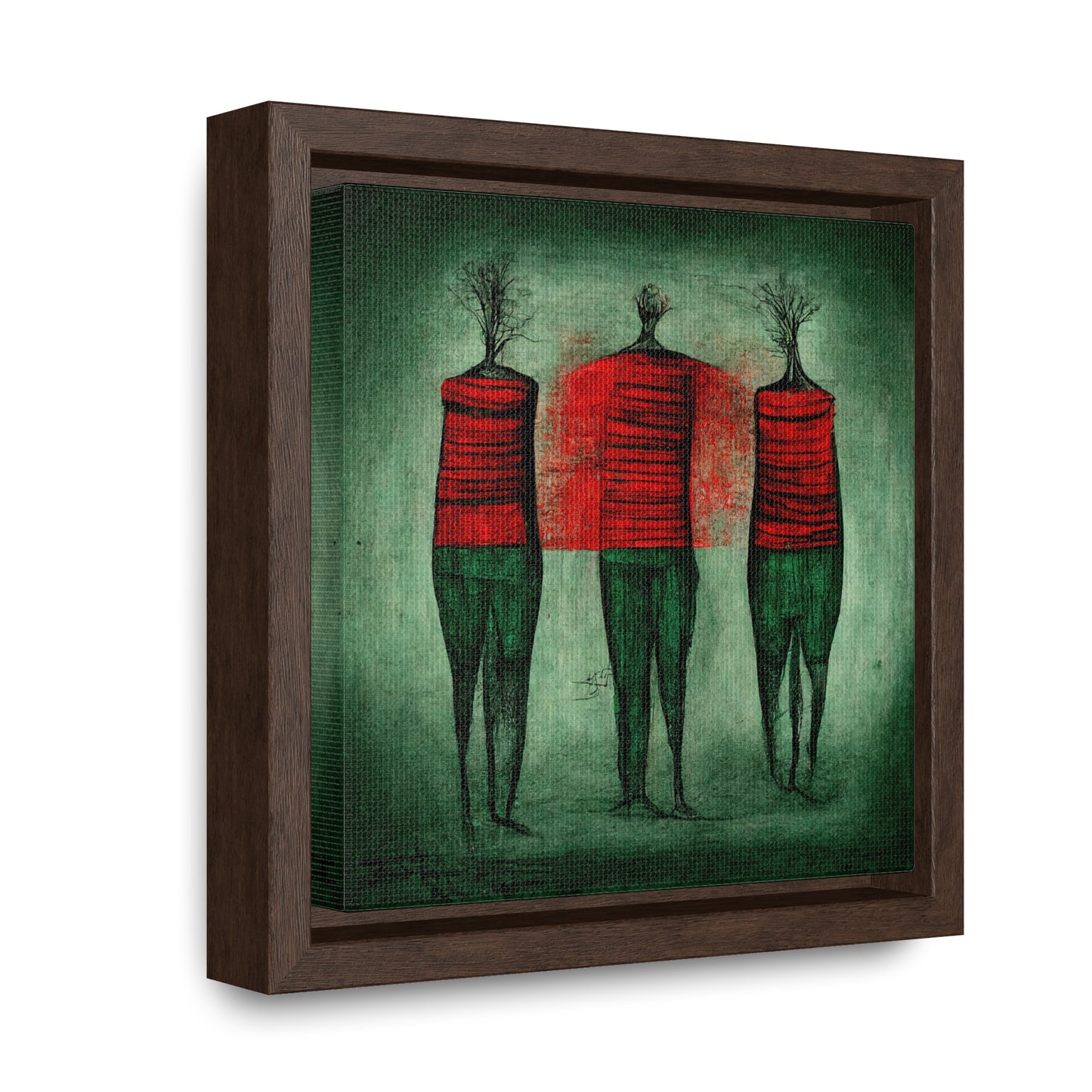 Loneliness Green Red 13, Valentinii, Gallery Canvas Wraps, Square Frame