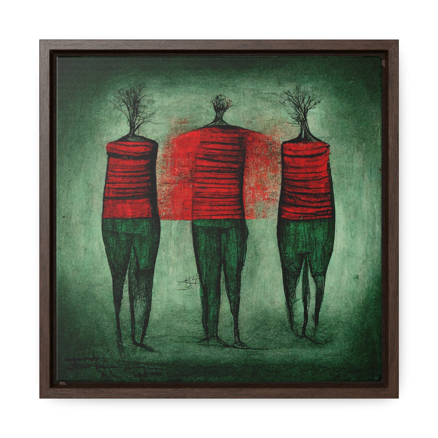 Loneliness Green Red 13, Valentinii, Gallery Canvas Wraps, Square Frame