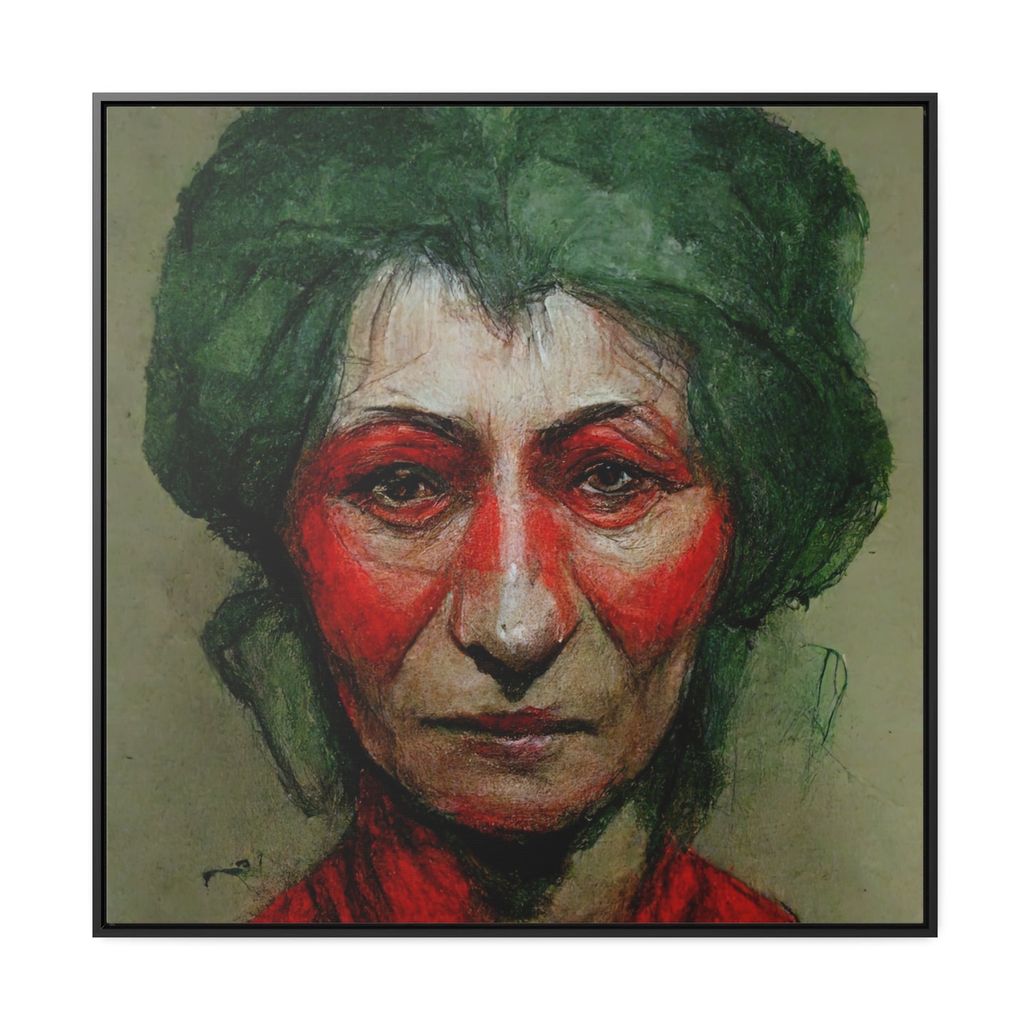 Loneliness Green Red 44, Valentinii, Gallery Canvas Wraps, Square Frame