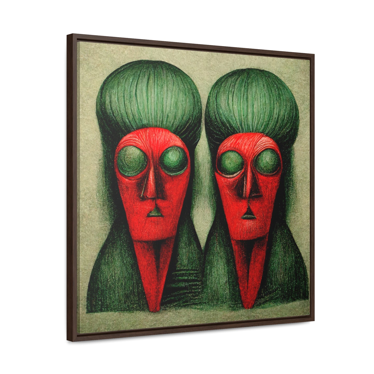 Loneliness Green Red 17, Valentinii, Gallery Canvas Wraps, Square Frame