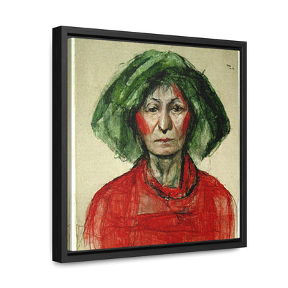 Loneliness Green Red 40, Valentinii, Gallery Canvas Wraps, Square Frame