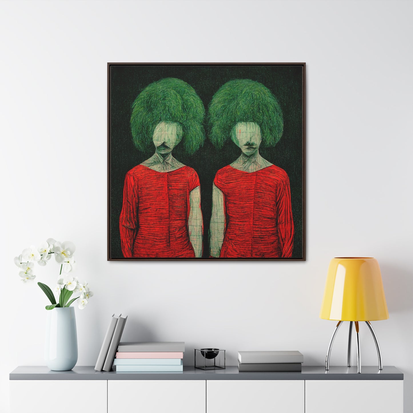 Loneliness Green Red 27, Valentinii, Gallery Canvas Wraps, Square Frame