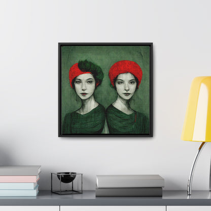 Loneliness Green Red 32, Valentinii, Gallery Canvas Wraps, Square Frame