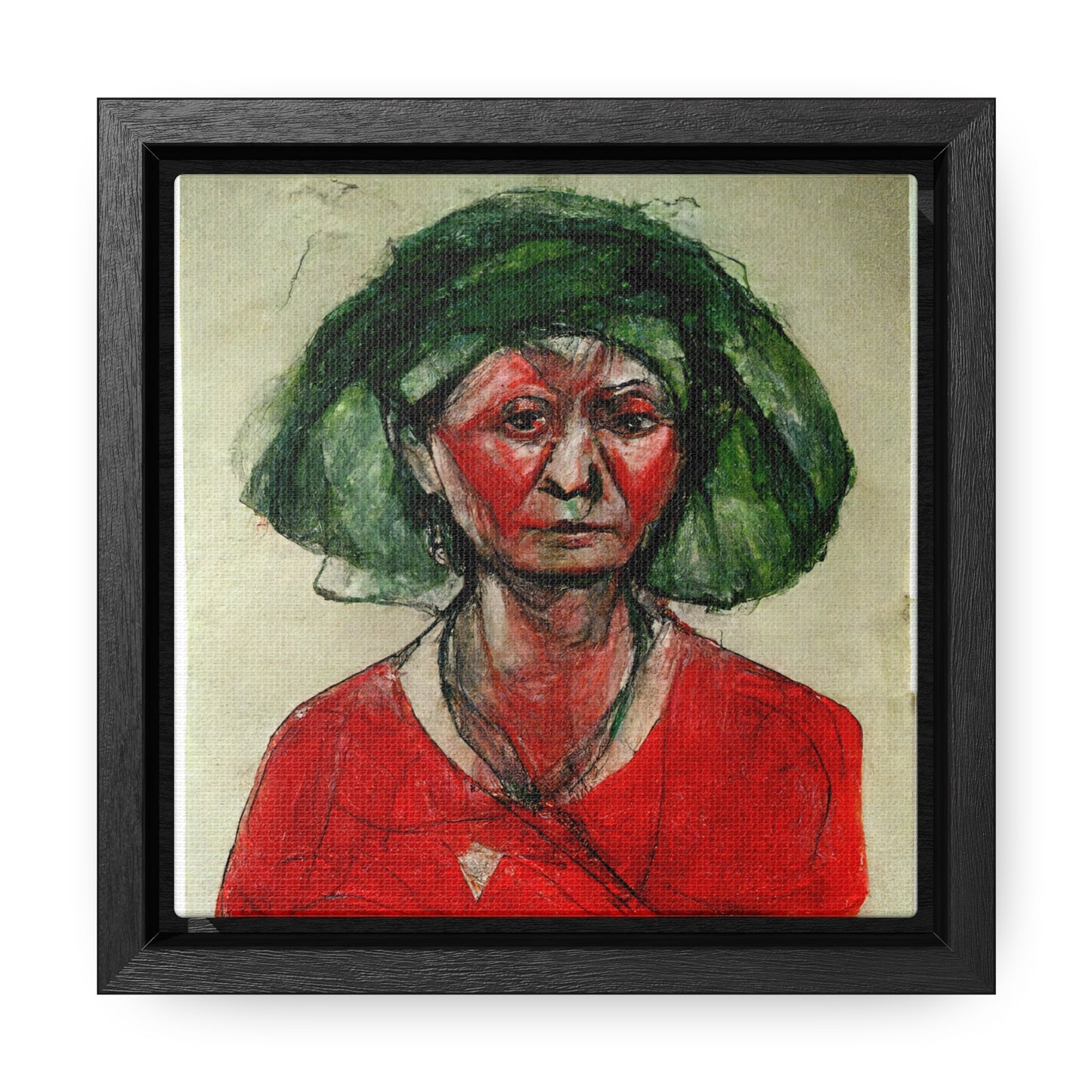 Loneliness Green Red 39, Valentinii, Gallery Canvas Wraps, Square Frame