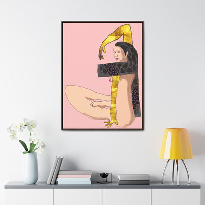 Woman With Long Leg and Golden Arms, Original Eduard Pavel, Gallery Canvas Wraps, Vertical Frame