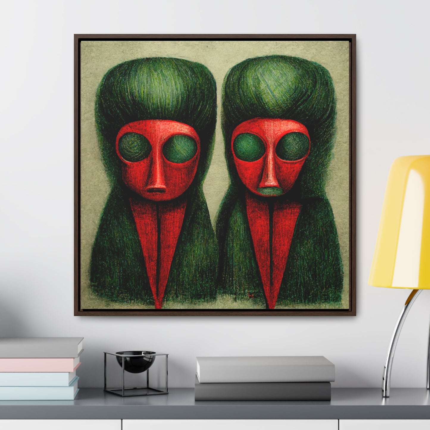 Loneliness Green Red 19, Valentinii, Gallery Canvas Wraps, Square Frame