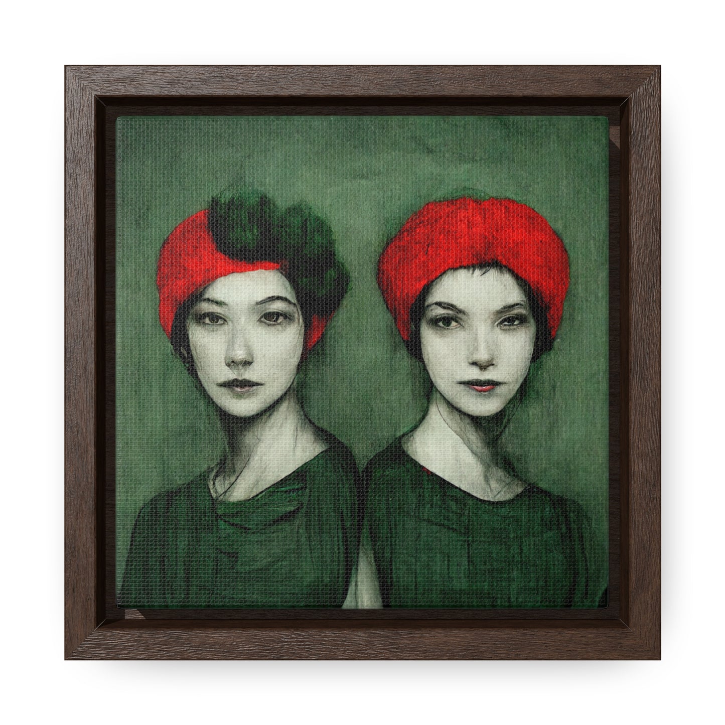 Loneliness Green Red 33, Valentinii, Gallery Canvas Wraps, Square Frame